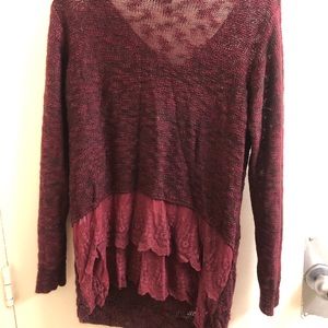 Maroon sweater lace back